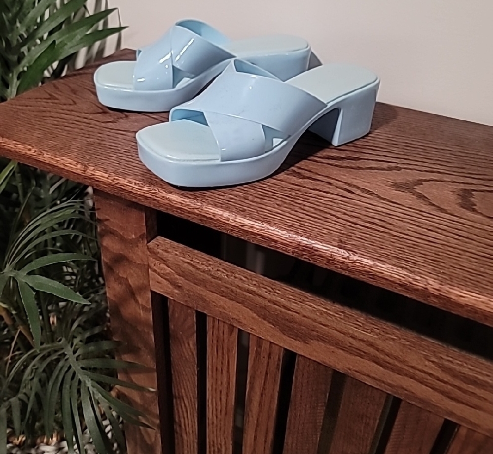 💜💜Jeffrey Cambell Women's Blue Block Heel Slipon Sandals 8 - Picture 3 of 7